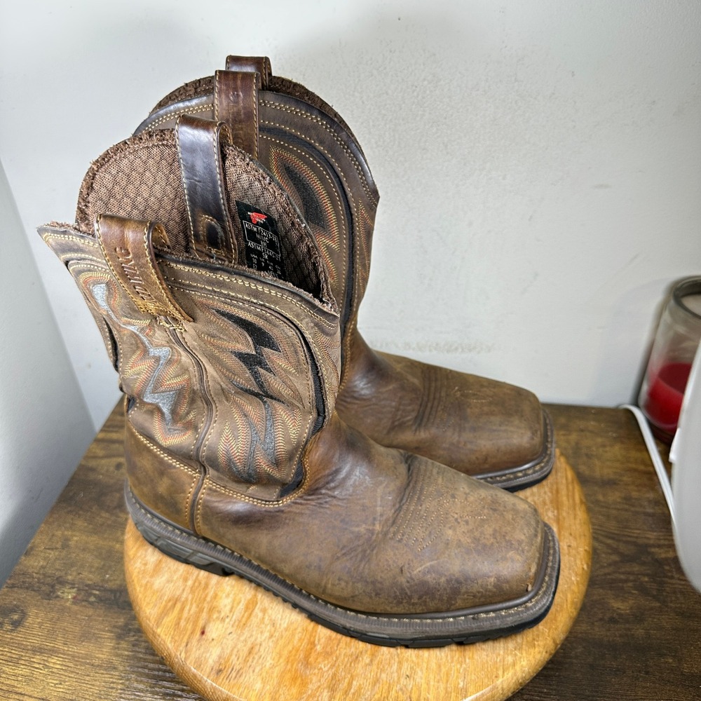 Red Wing Rio Flex 2204 Mens 10 E2 Brown Leather Square Safety Toe Work Boots